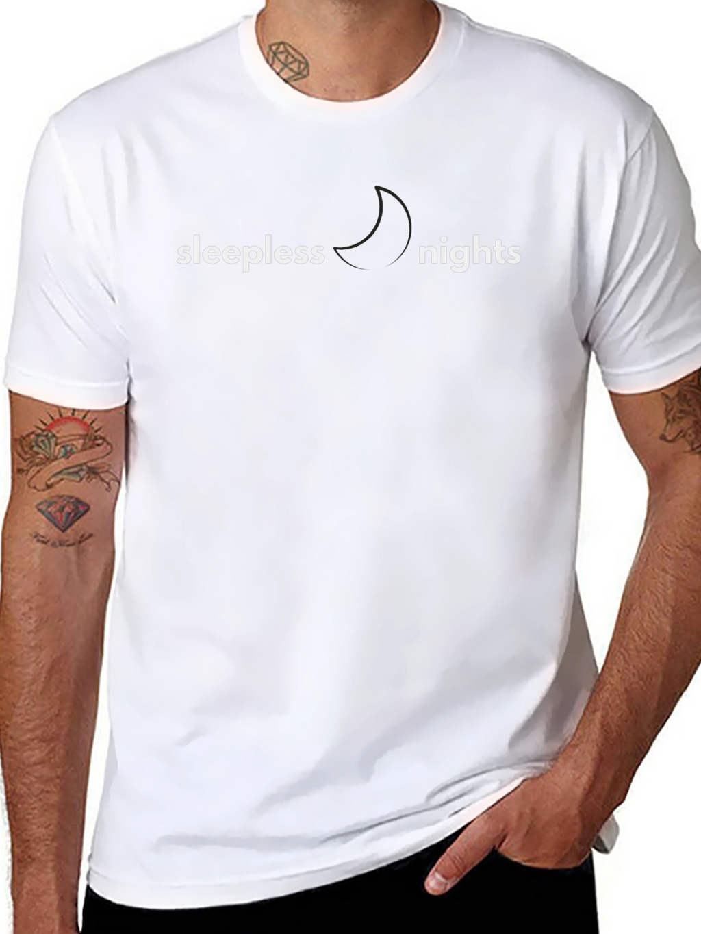 Sleepless Nights Graphic Tee - Black Cotton Comfort
