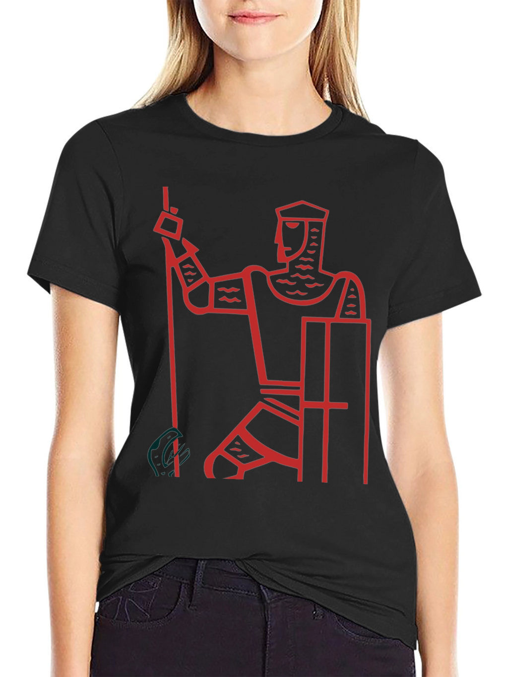 Knight Graphic Tee - Black Cotton Casual T-Shirt