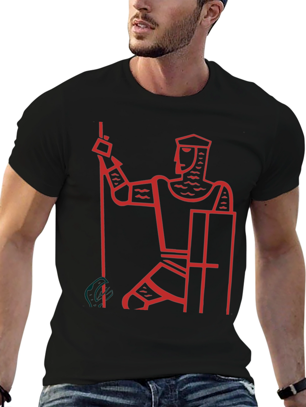 Knight Graphic Tee - Black Cotton Casual T-Shirt