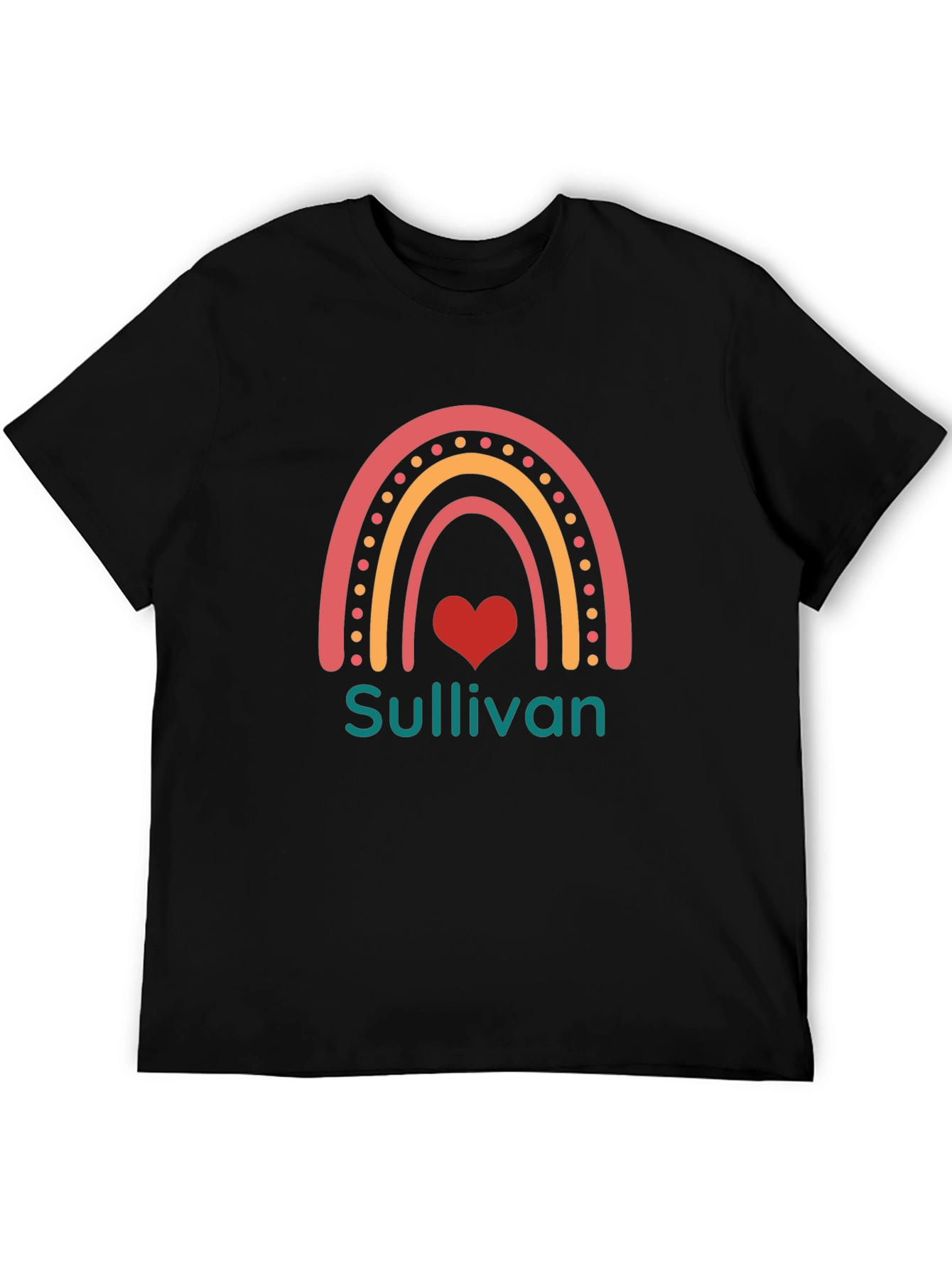 Sullivan Rainbow Heart Graphic Black T-Shirt