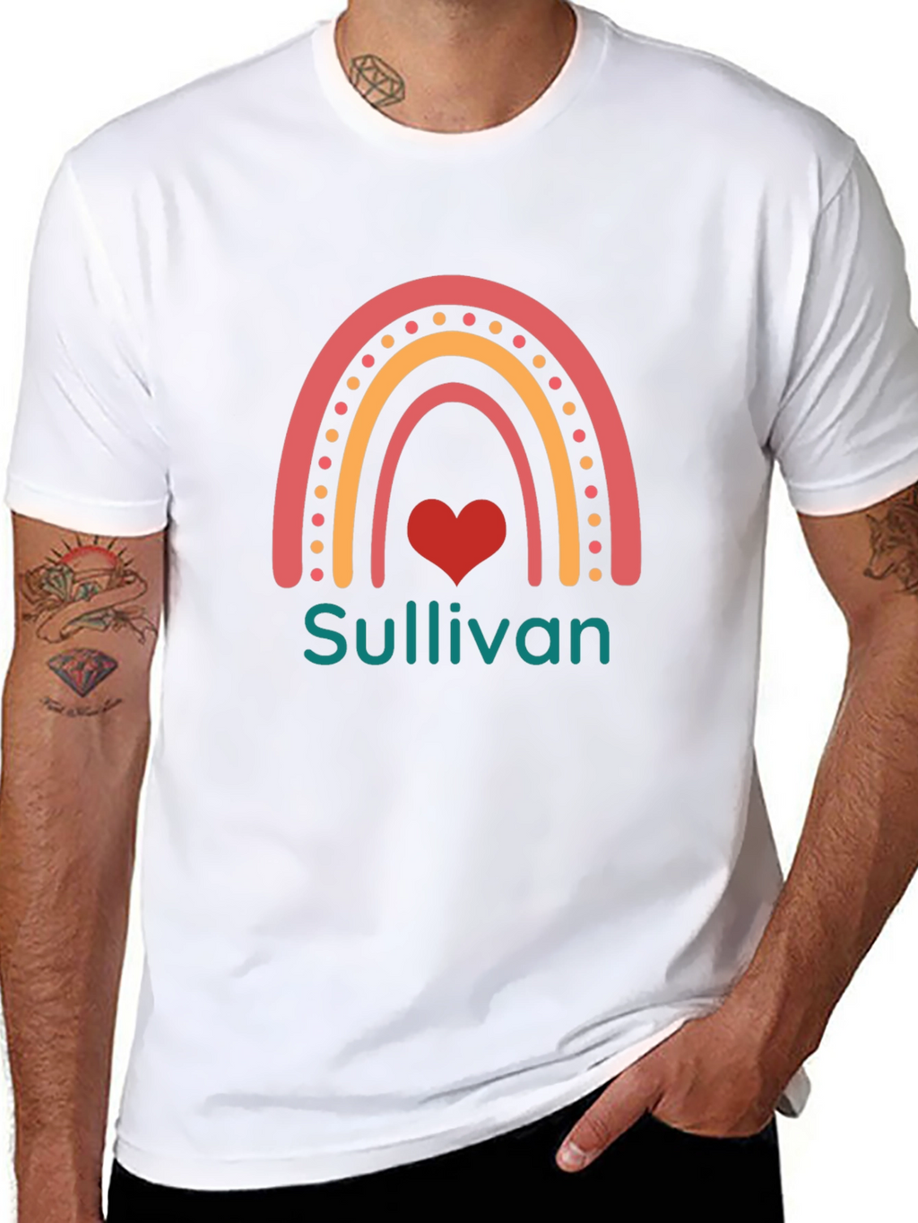 Sullivan Rainbow Heart Graphic Black T-Shirt
