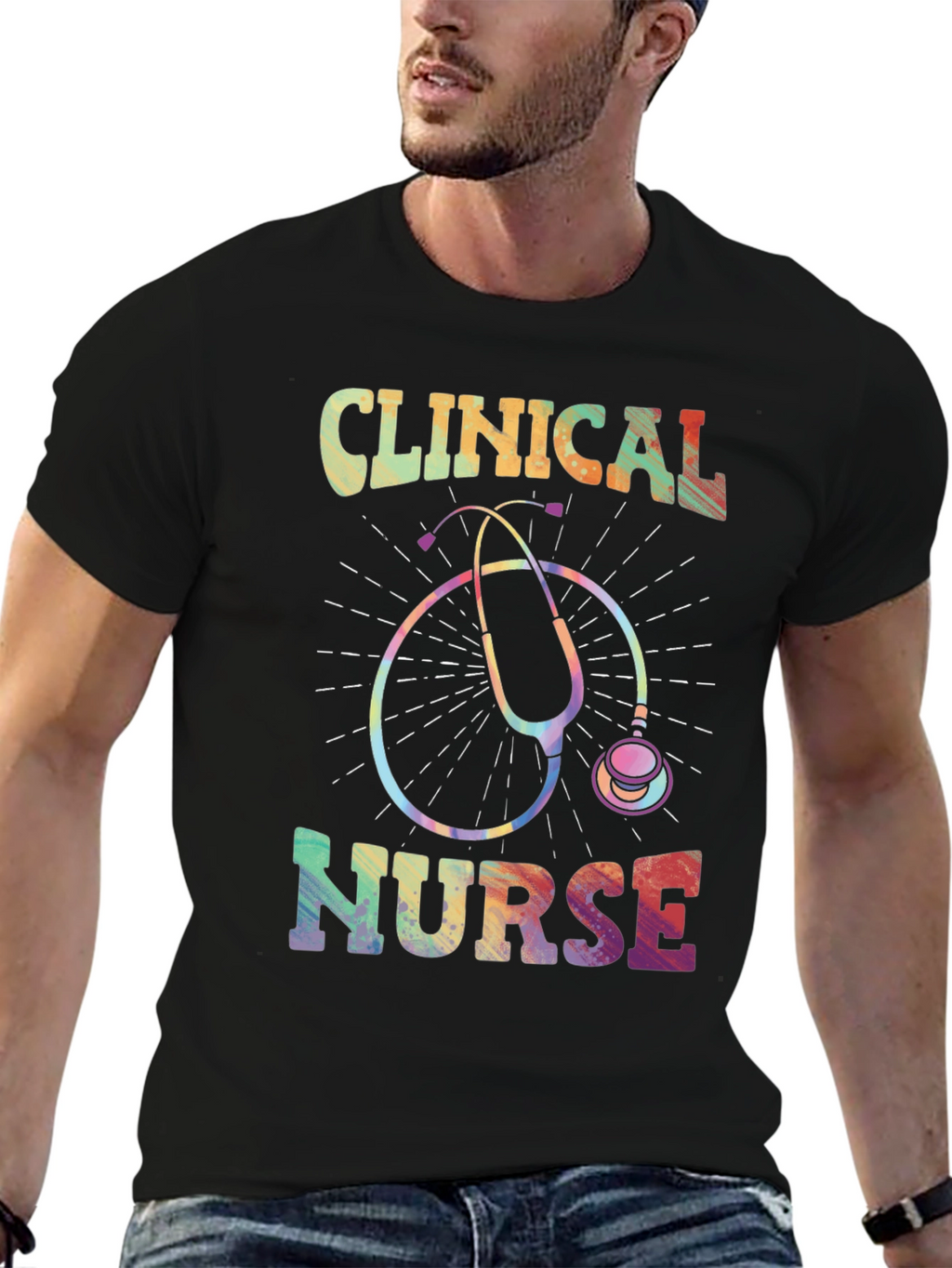 Clinical Nurse Rainbow Stethoscope Graphic Tee