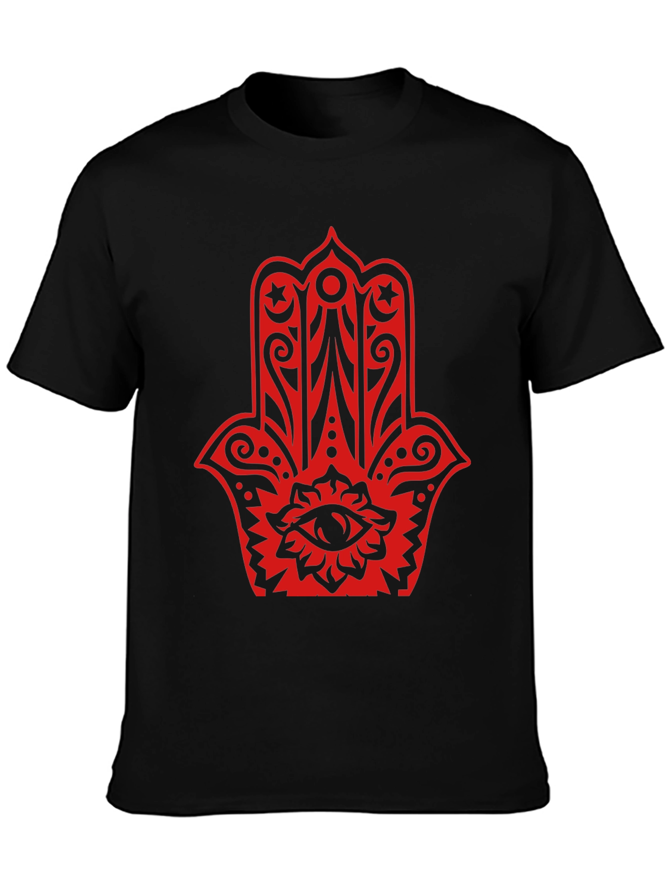 Red Hamsa Graphic Black T-Shirt