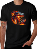 Fiery Dragon Graphic Tee - Black Cotton T-Shirt