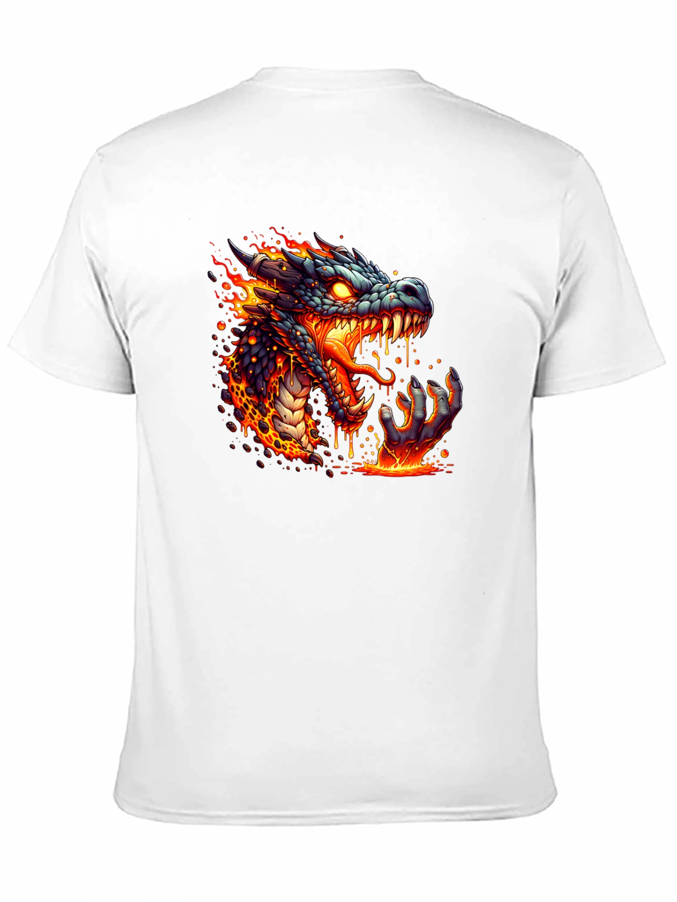 Fiery Dragon Graphic Tee - Black Cotton T-Shirt