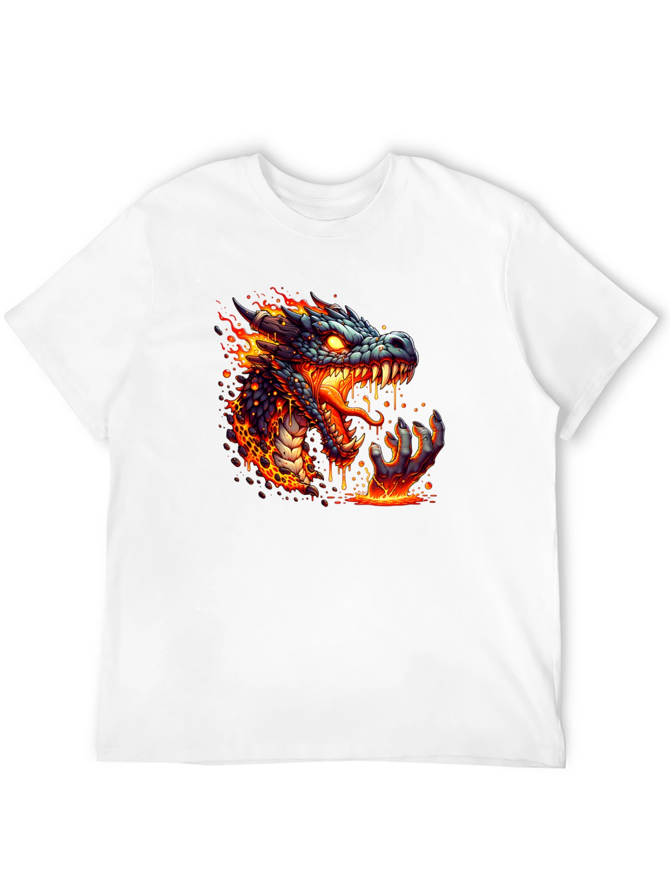 Fiery Dragon Graphic Tee - Black Cotton T-Shirt