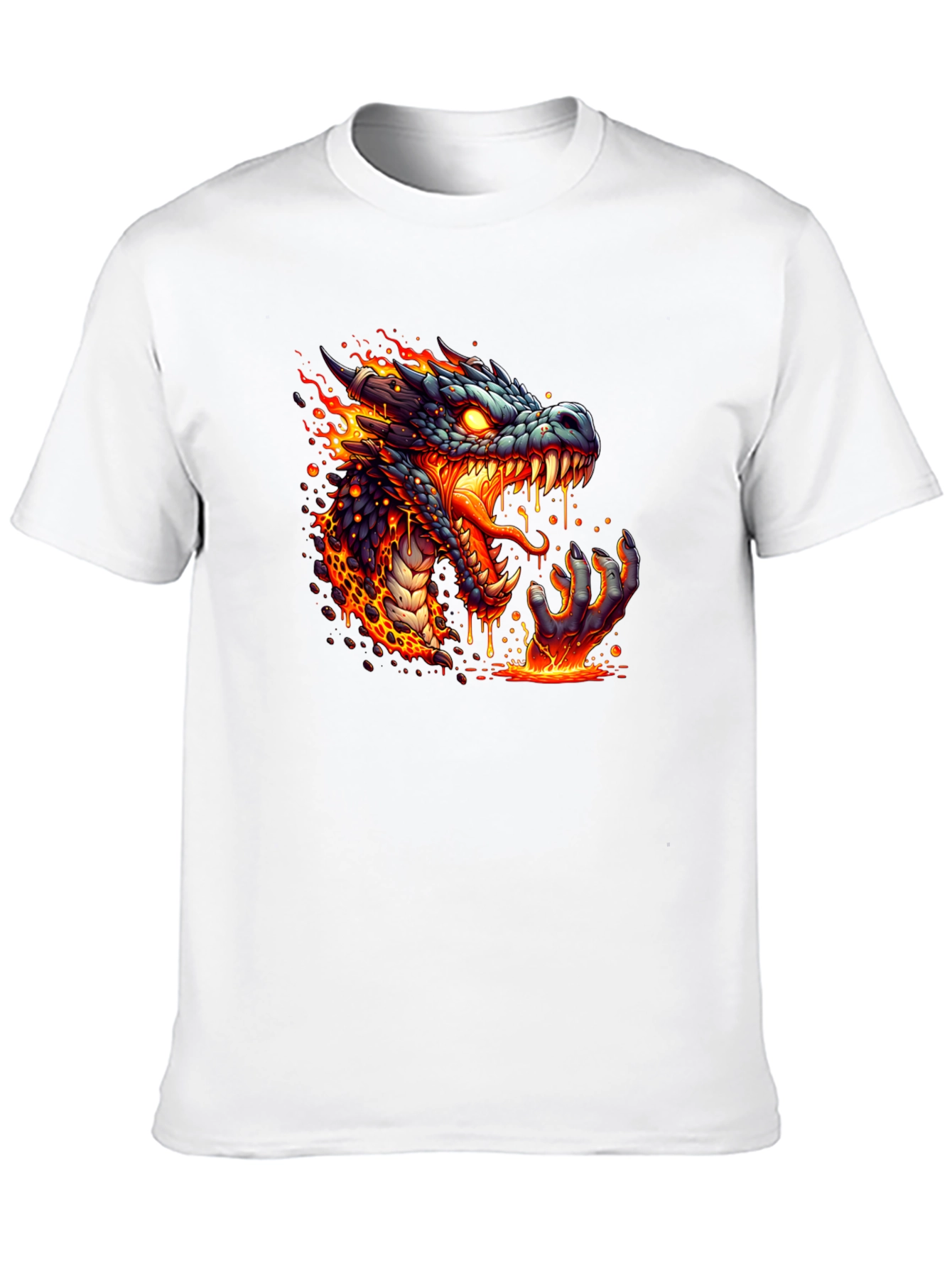 Fiery Dragon Graphic Tee - Black Cotton T-Shirt