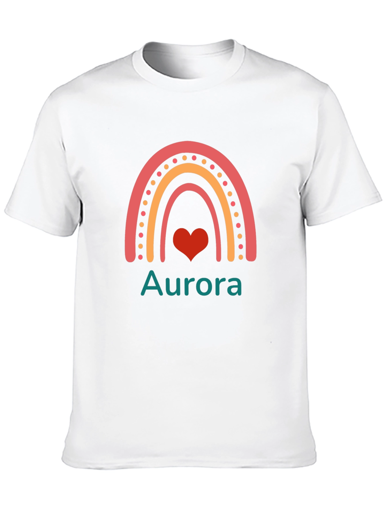 Aurora Rainbow Heart Graphic Black T-Shirt