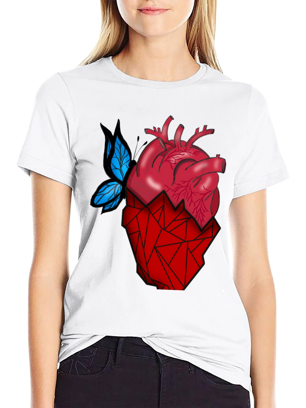 Anatomical Heart & Butterfly T-Shirt - Modern Graphic Tee