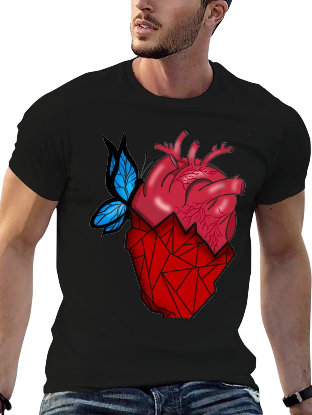 Anatomical Heart & Butterfly T-Shirt - Modern Graphic Tee