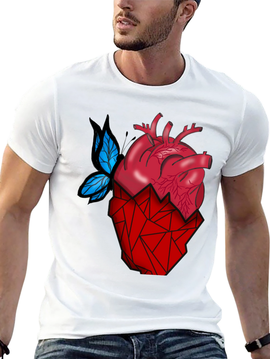 Anatomical Heart & Butterfly T-Shirt - Modern Graphic Tee