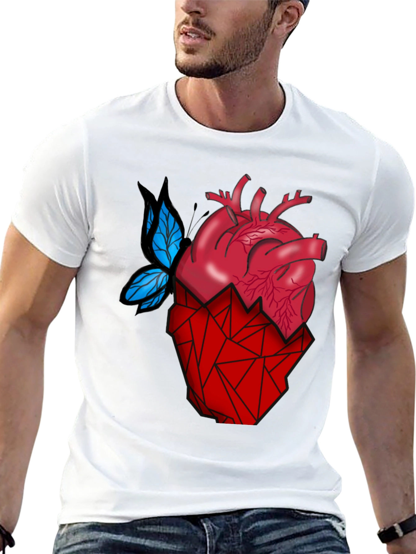 Anatomical Heart & Butterfly T-Shirt - Modern Graphic Tee