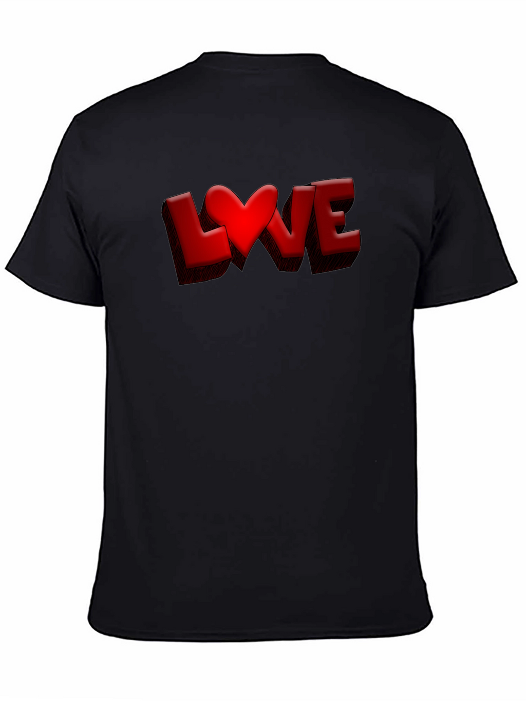 Love Heart Graphic Tee - Black Casual T-Shirt