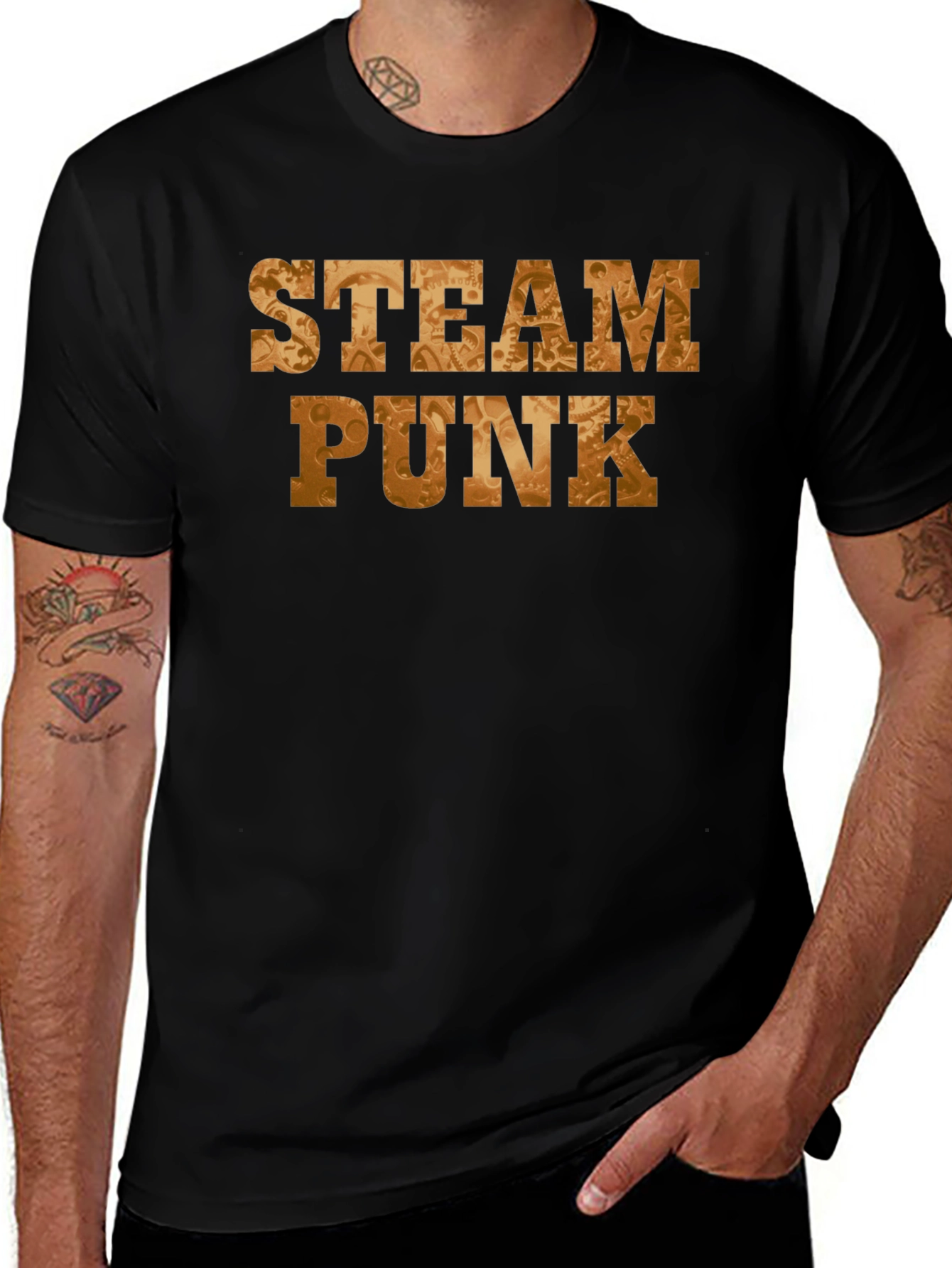 Steampunk Gear Graphic Black T-Shirt