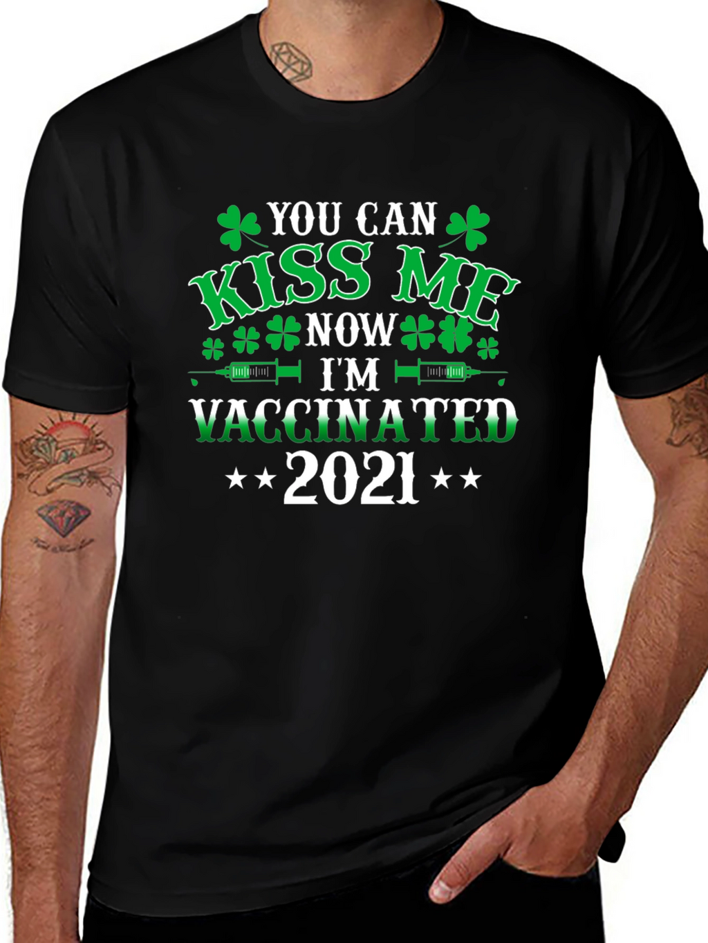 Kiss Me Im Vaccinated 2021 St. Patricks Day Tee