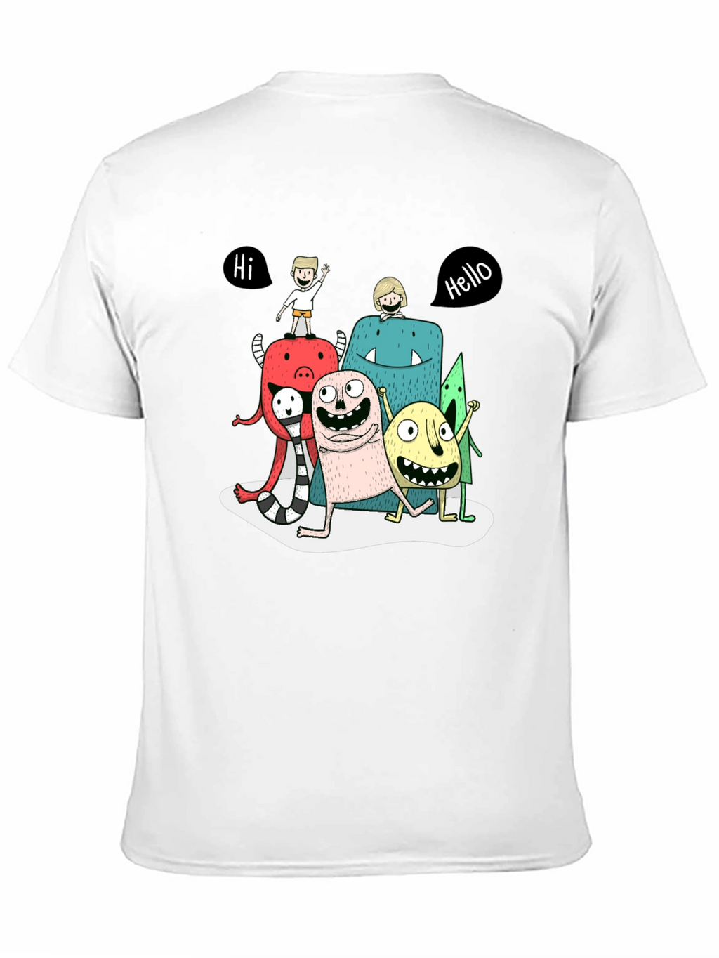 Monster Cartoon Graphic Tee - Black Casual T-Shirt