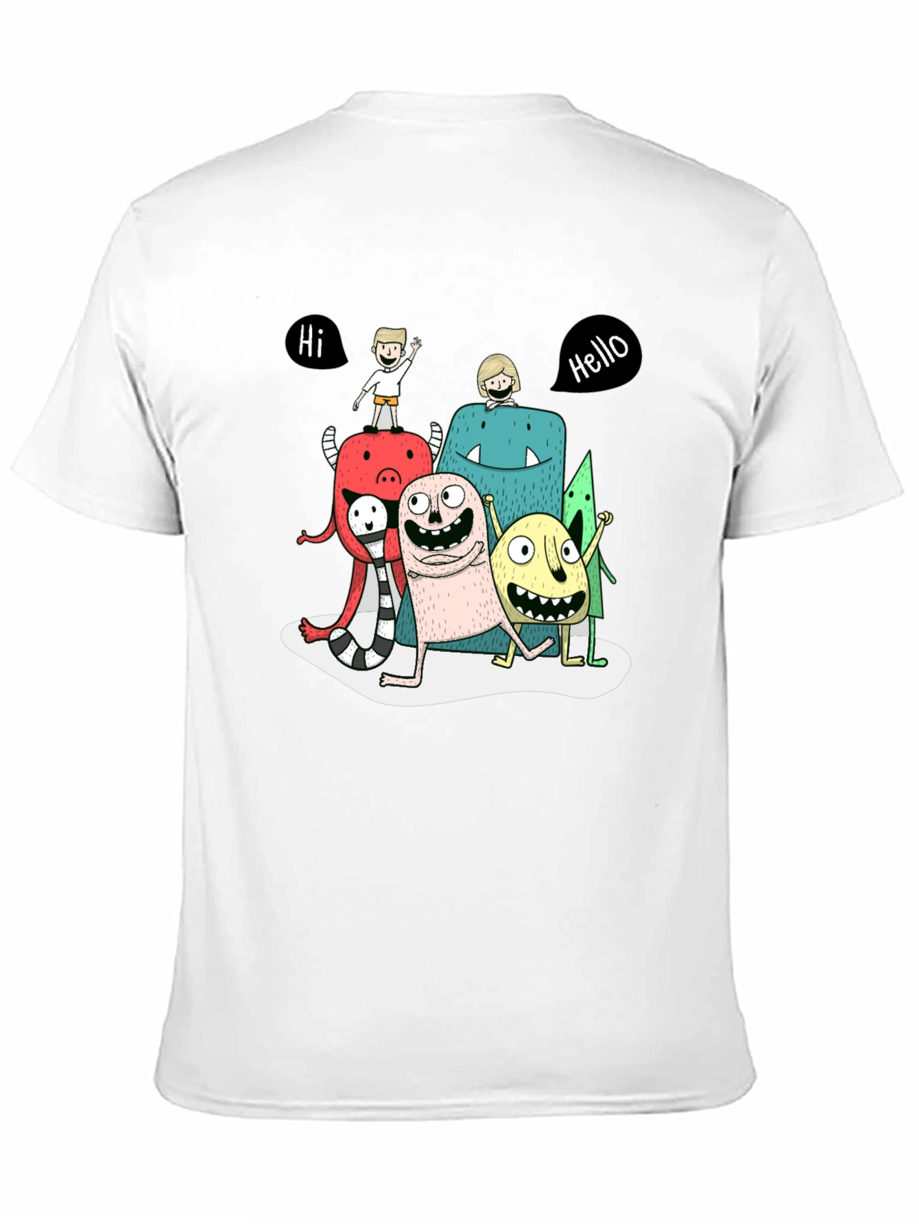 Monster Cartoon Graphic Tee - Black Casual T-Shirt