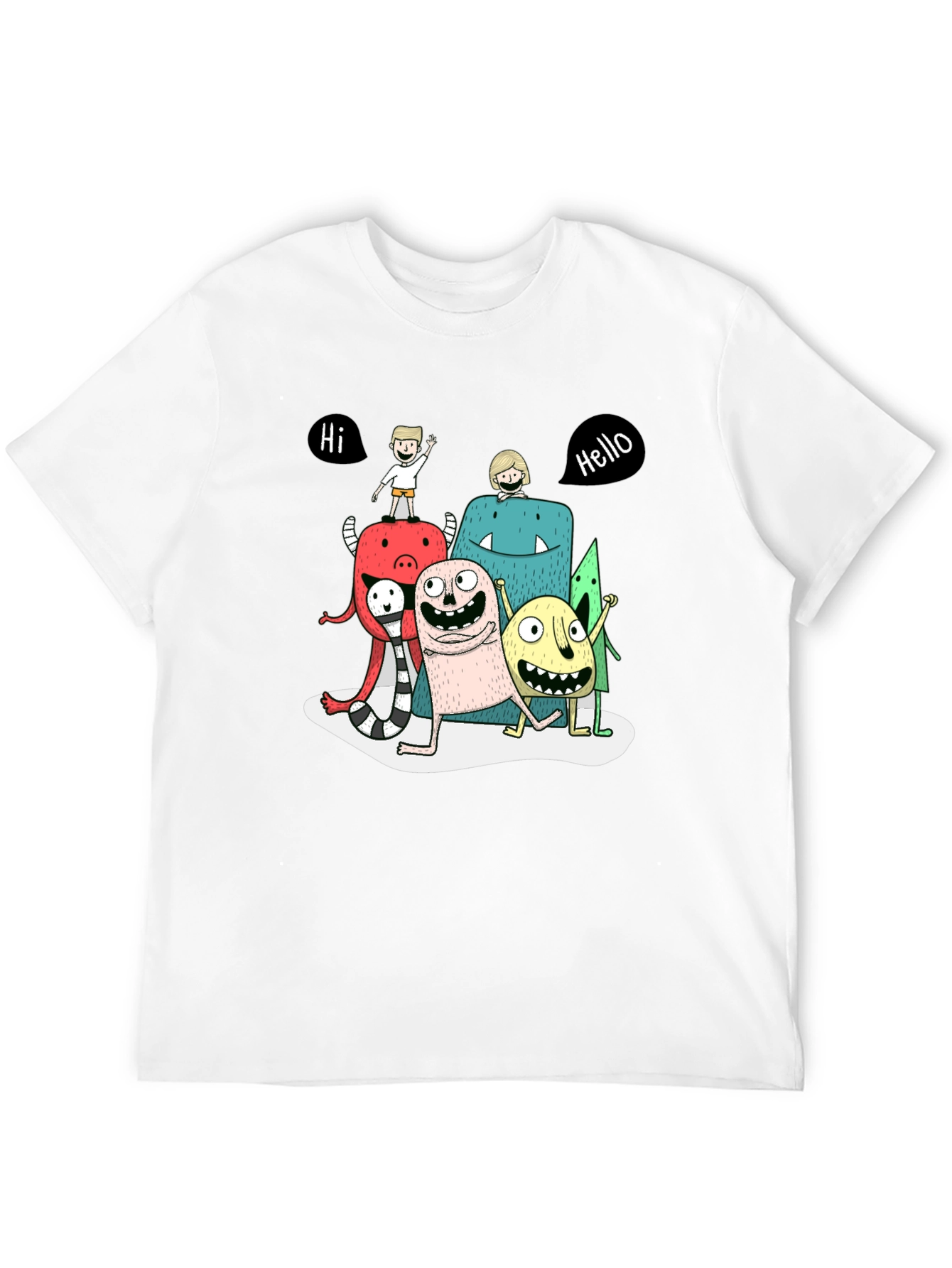 Monster Cartoon Graphic Tee - Black Casual T-Shirt