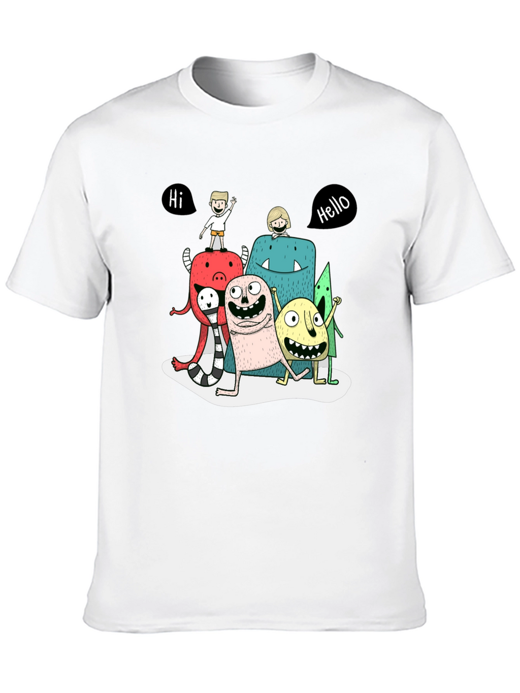 Monster Cartoon Graphic Tee - Black Casual T-Shirt