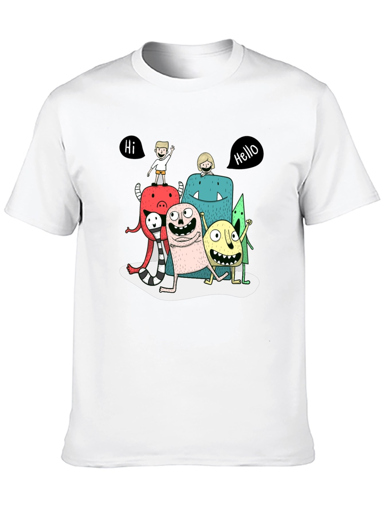 Monster Cartoon Graphic Tee - Black Casual T-Shirt