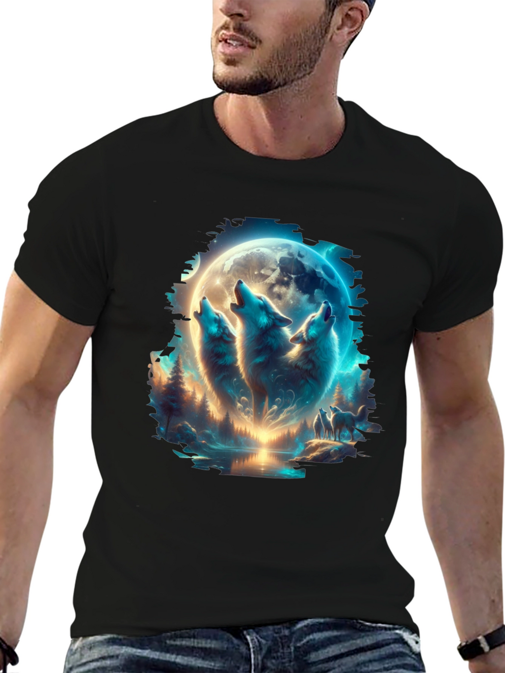 Wolf Pack Moon T-Shirt - Black