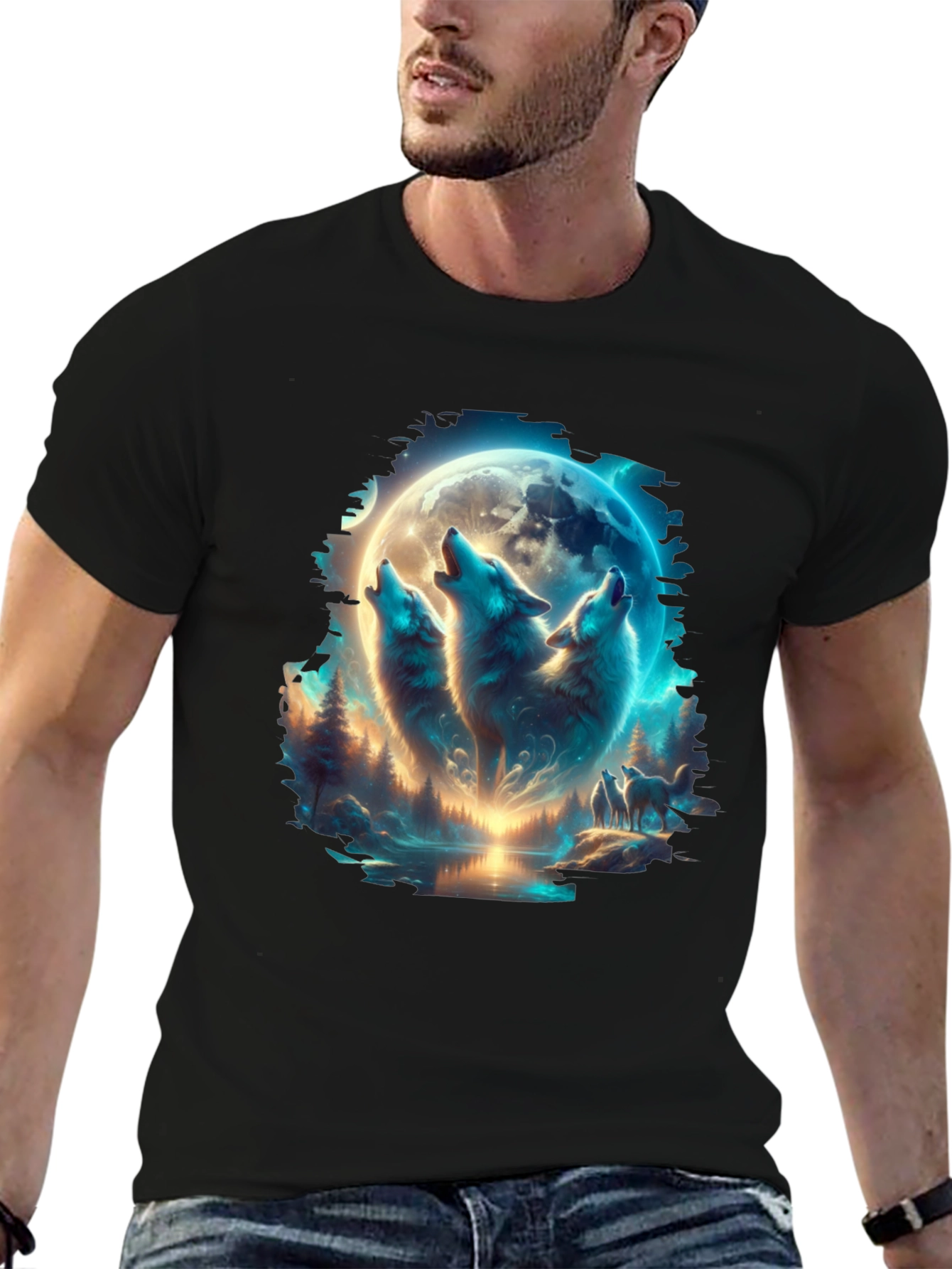 Wolf Pack Moon T-Shirt - Black