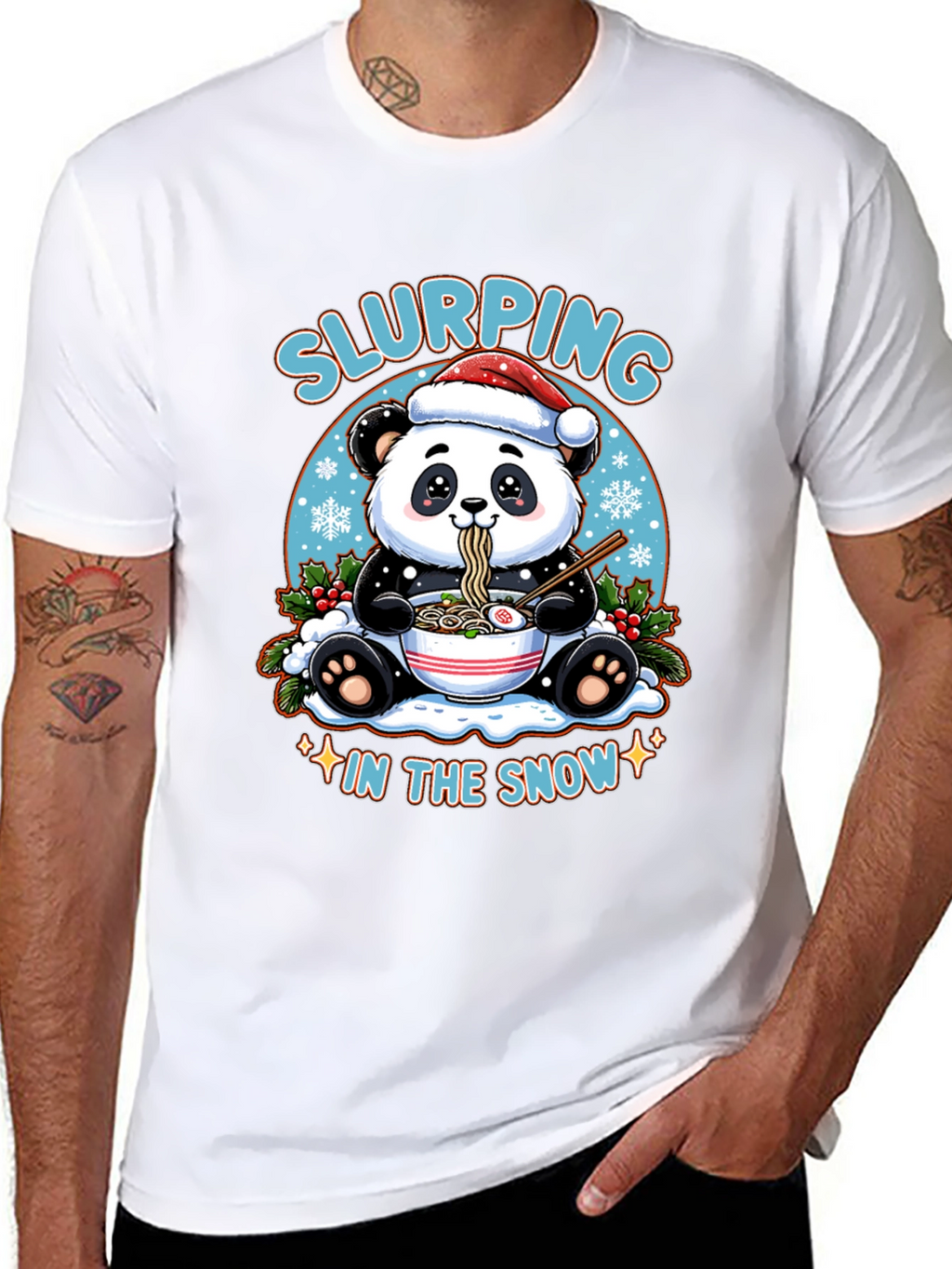 Slurping Panda Ramen Christmas T-Shirt