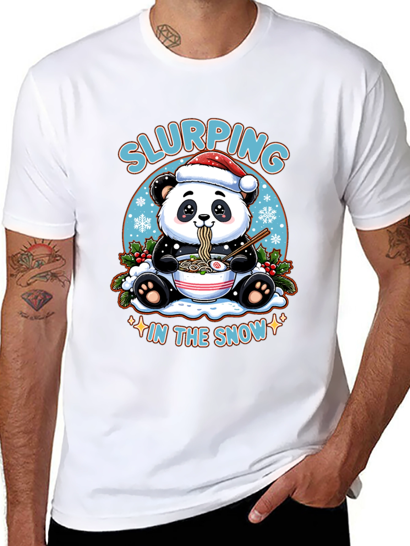 Slurping Panda Ramen Christmas T-Shirt