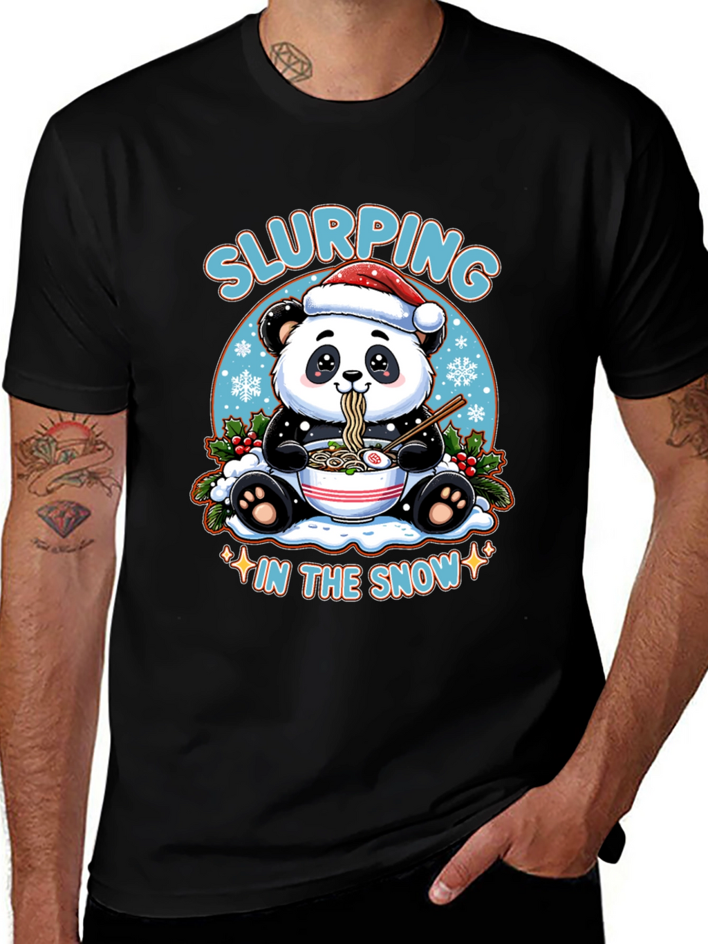 Slurping Panda Ramen Christmas T-Shirt