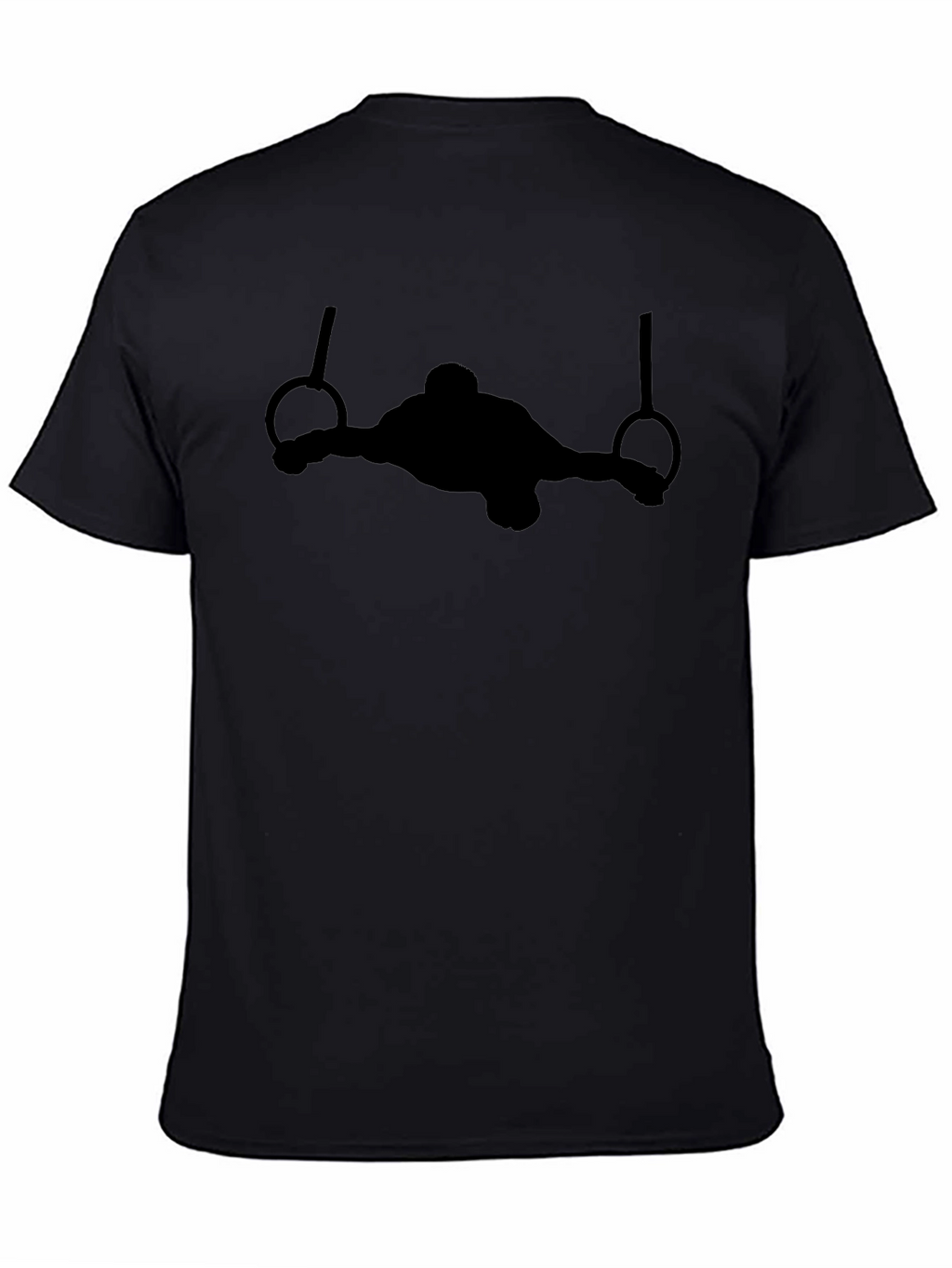 Gymnastics Rings Black T-Shirt - Athlete Silhouette