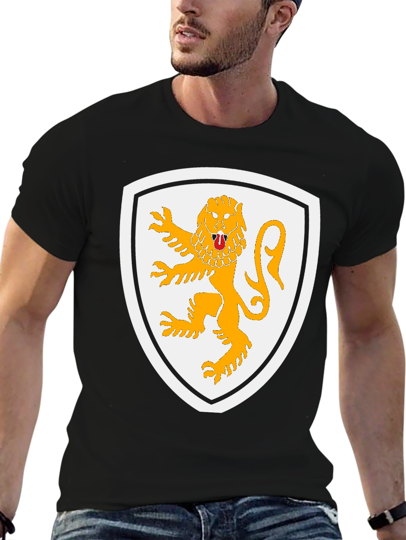 Lion Crest Graphic T-Shirt - Black Cotton Tee