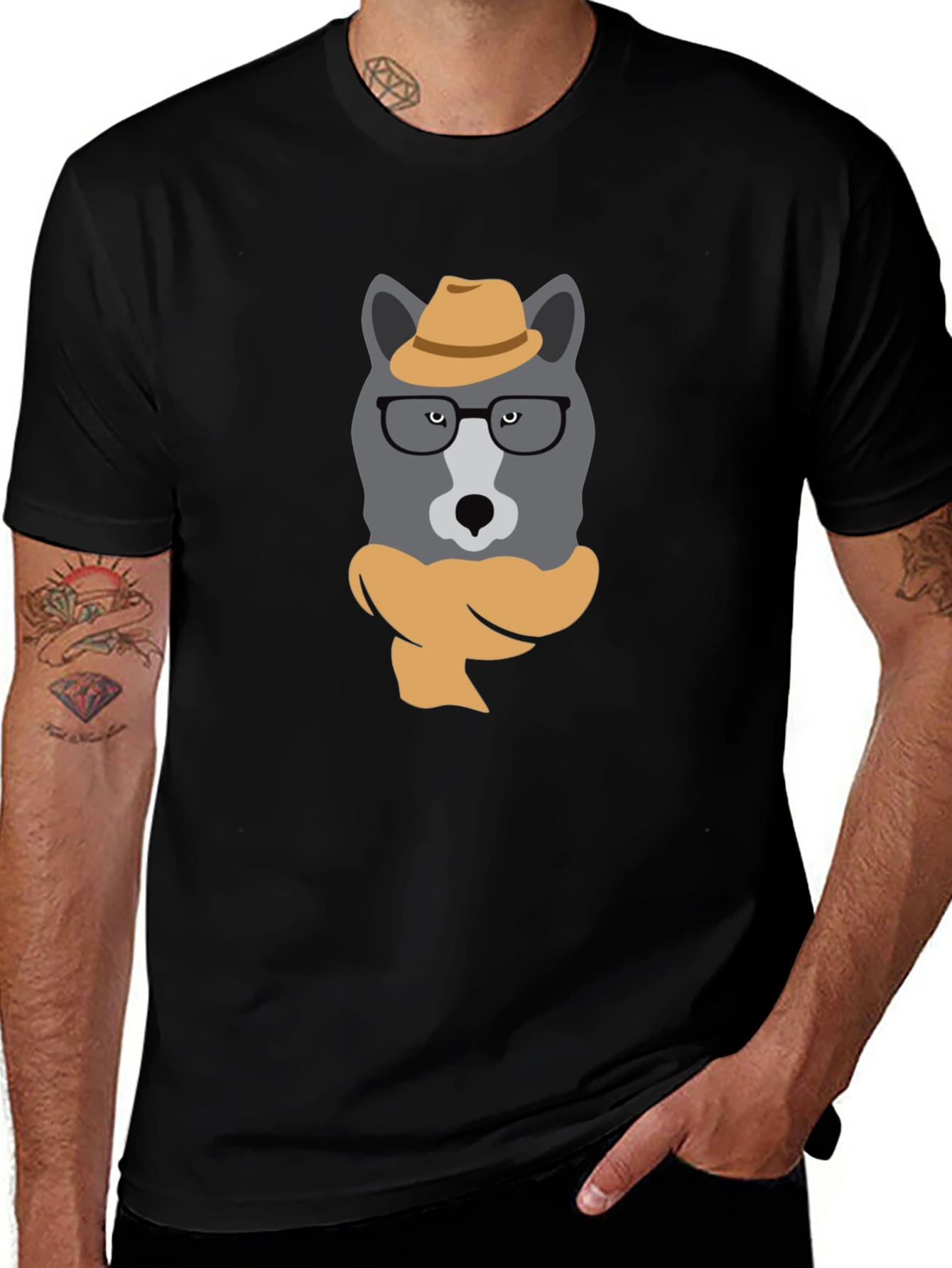 Hipster Wolf Graphic T-Shirt