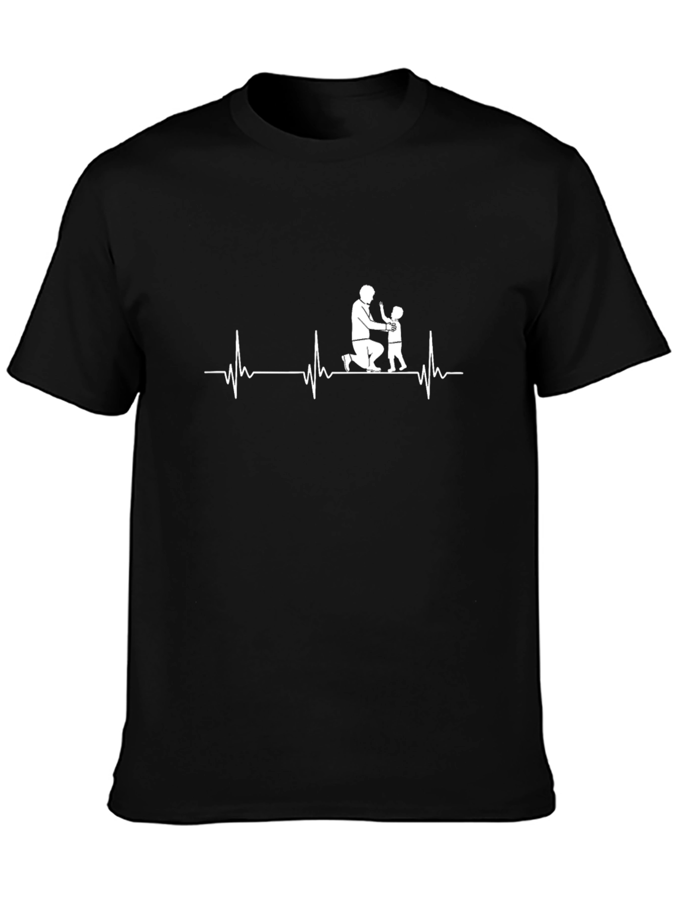 Father & Child Heartbeat Black T-Shirt
