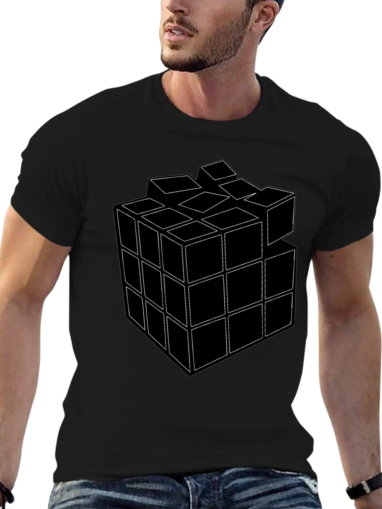 Rubiks Cube Graphic T-Shirt - Black Cotton Tee
