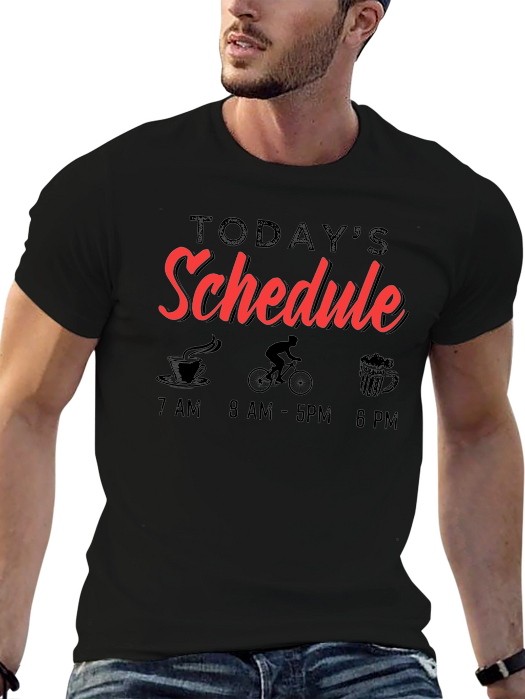 Todays Schedule Cycling Black T-Shirt