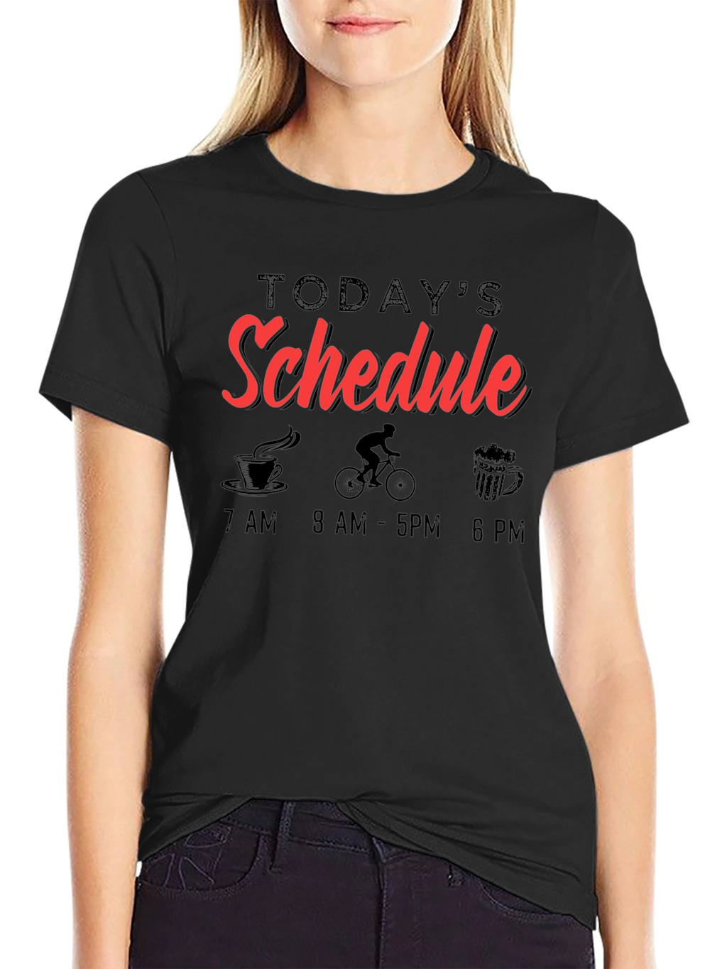Todays Schedule Cycling Black T-Shirt