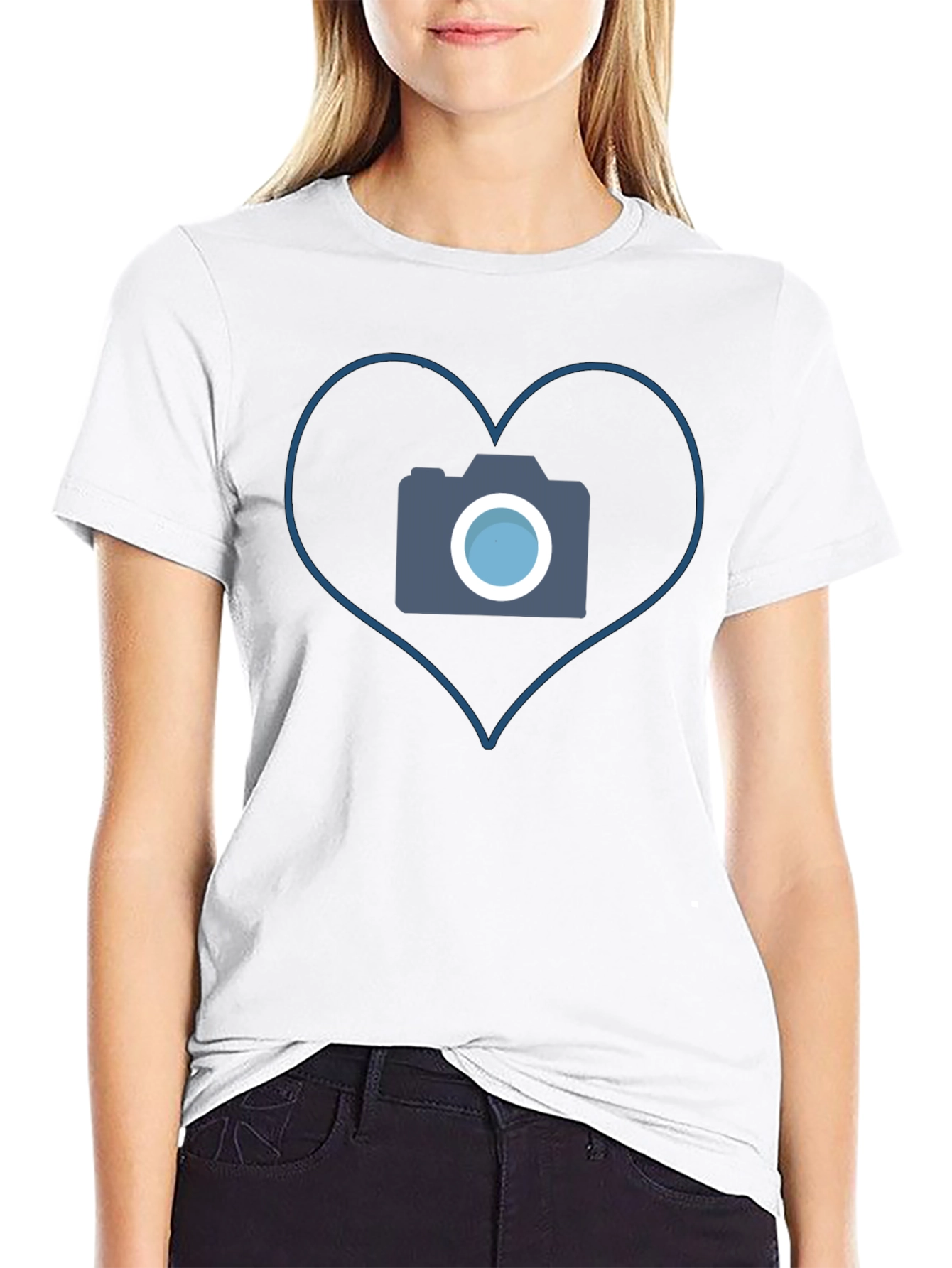 Camera Heart Graphic Tee - Black