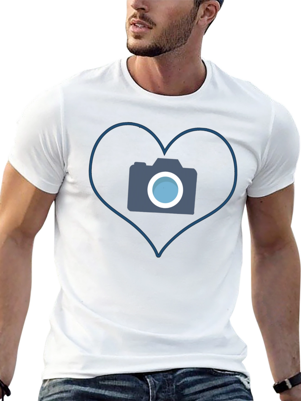Camera Heart Graphic Tee - Black