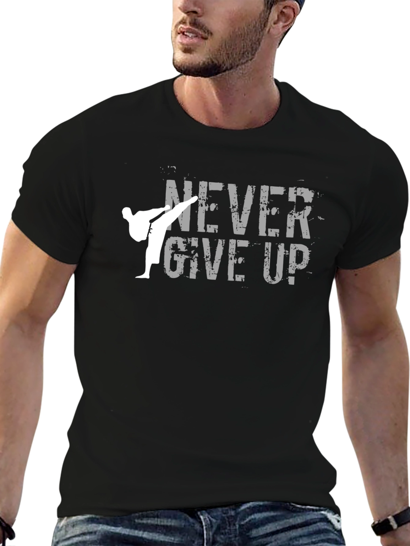 Never Give Up Graphic Tee - Martial Arts Motivation