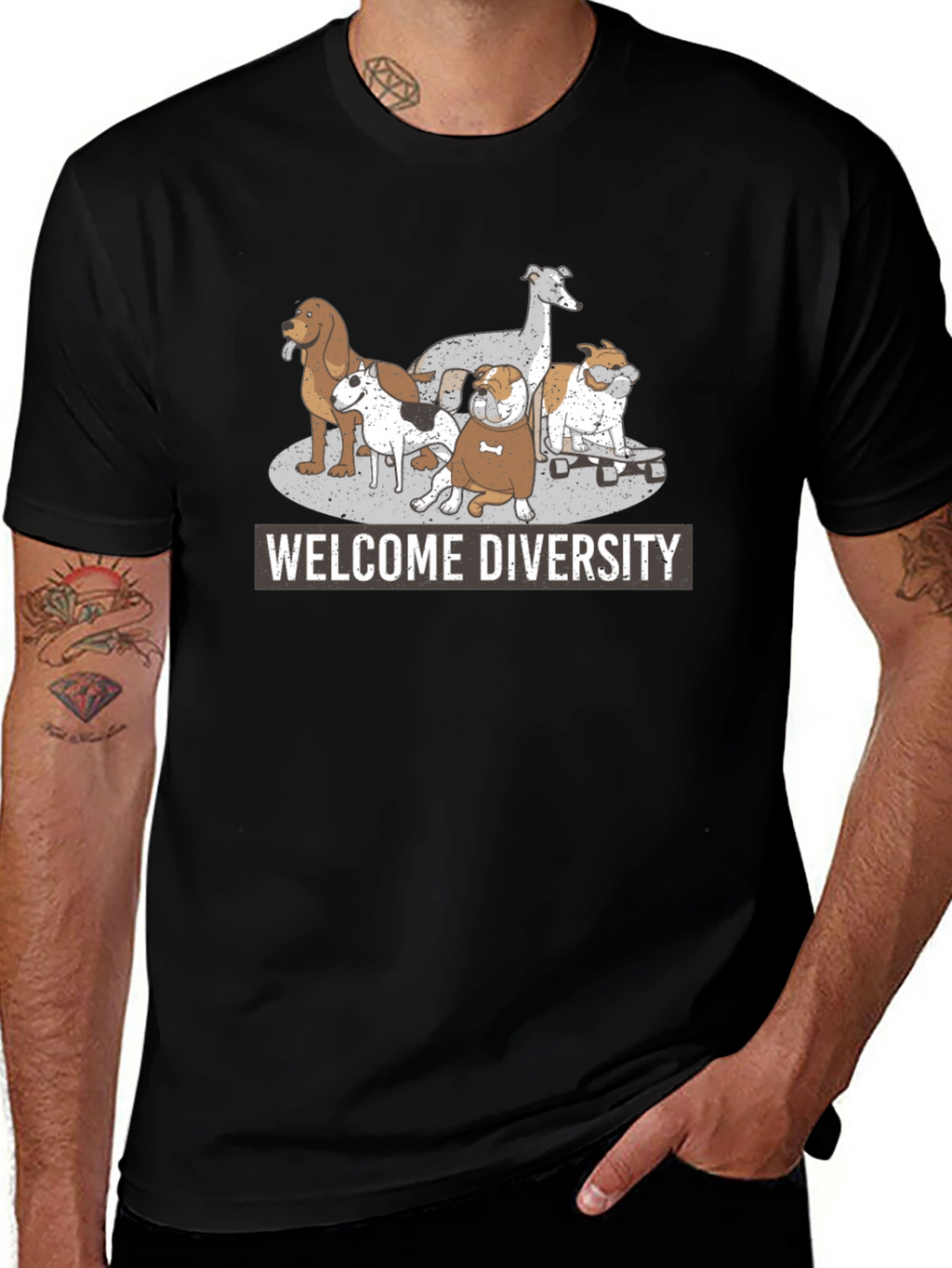 Welcome Diversity Dog Graphic T-Shirt