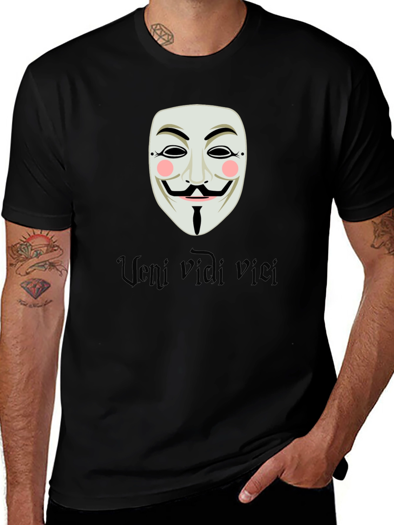 V for Vendetta Graphic Tee - Veni Vidi Vici - Mens Black T-Shirt