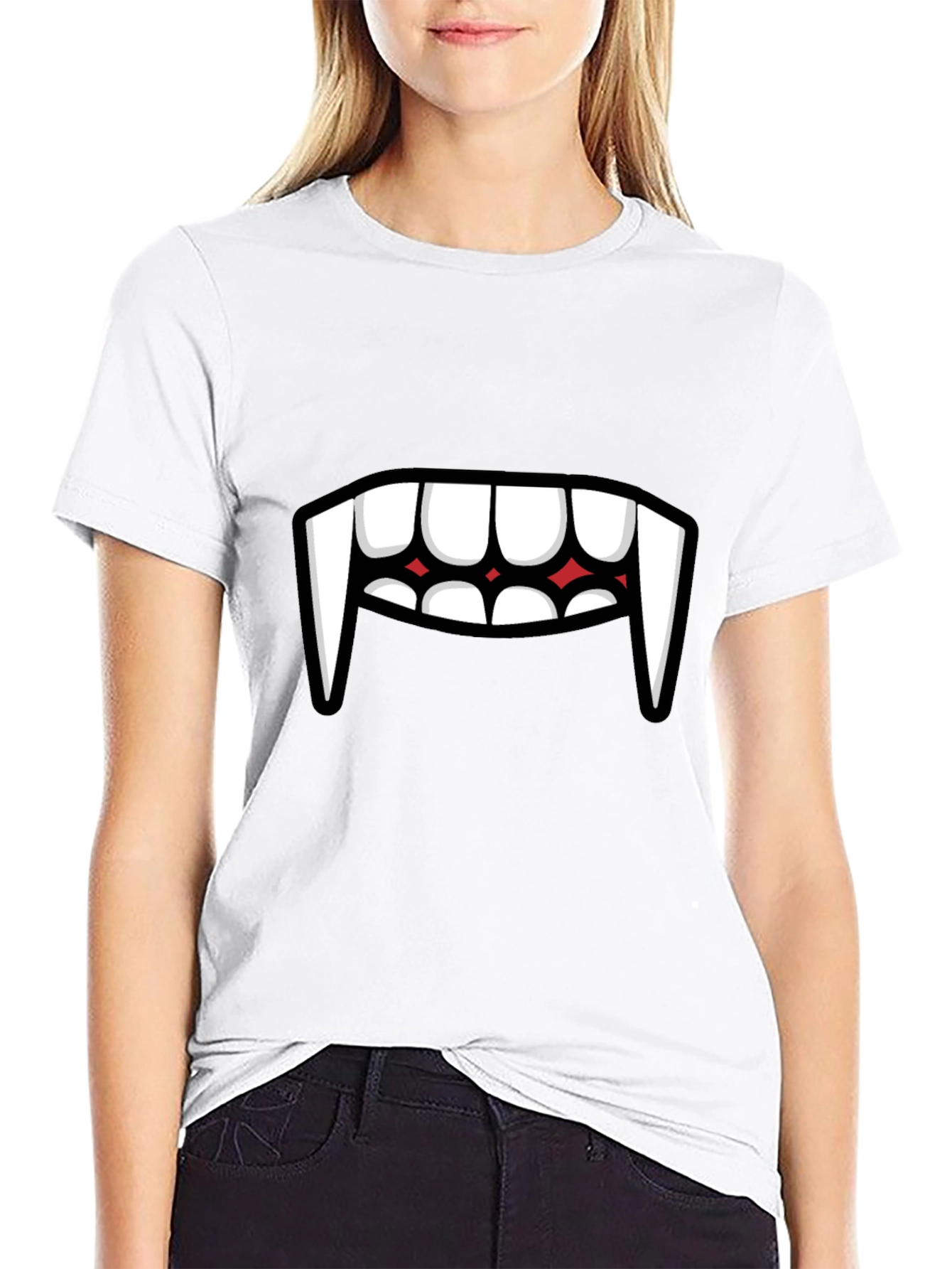 Vampire Teeth Graphic Tee - Funny Halloween Shirt