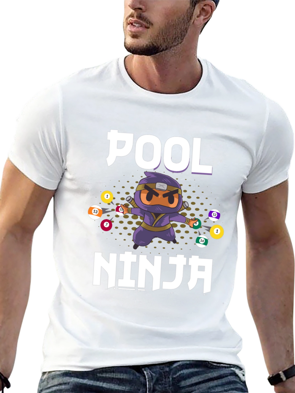 Pool Ninja T-Shirt - Billiards Cartoon Graphic Tee