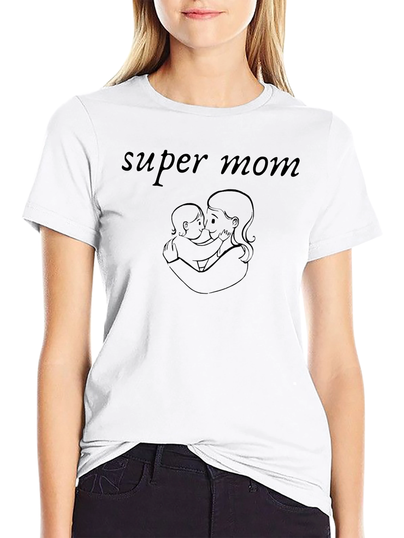 Super Mom Graphic Black T-Shirt