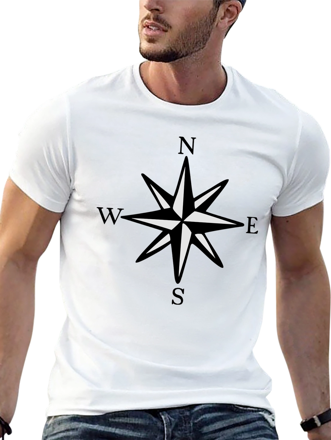 Compass Rose Graphic Black T-Shirt