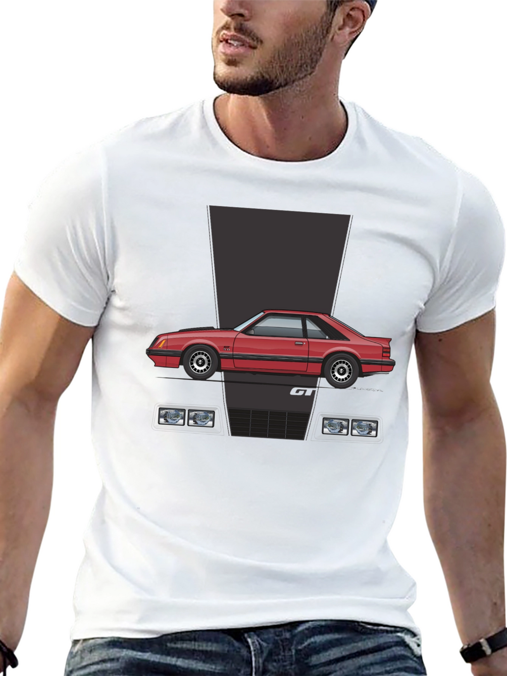 Retro Car Graphic T-Shirt - Black