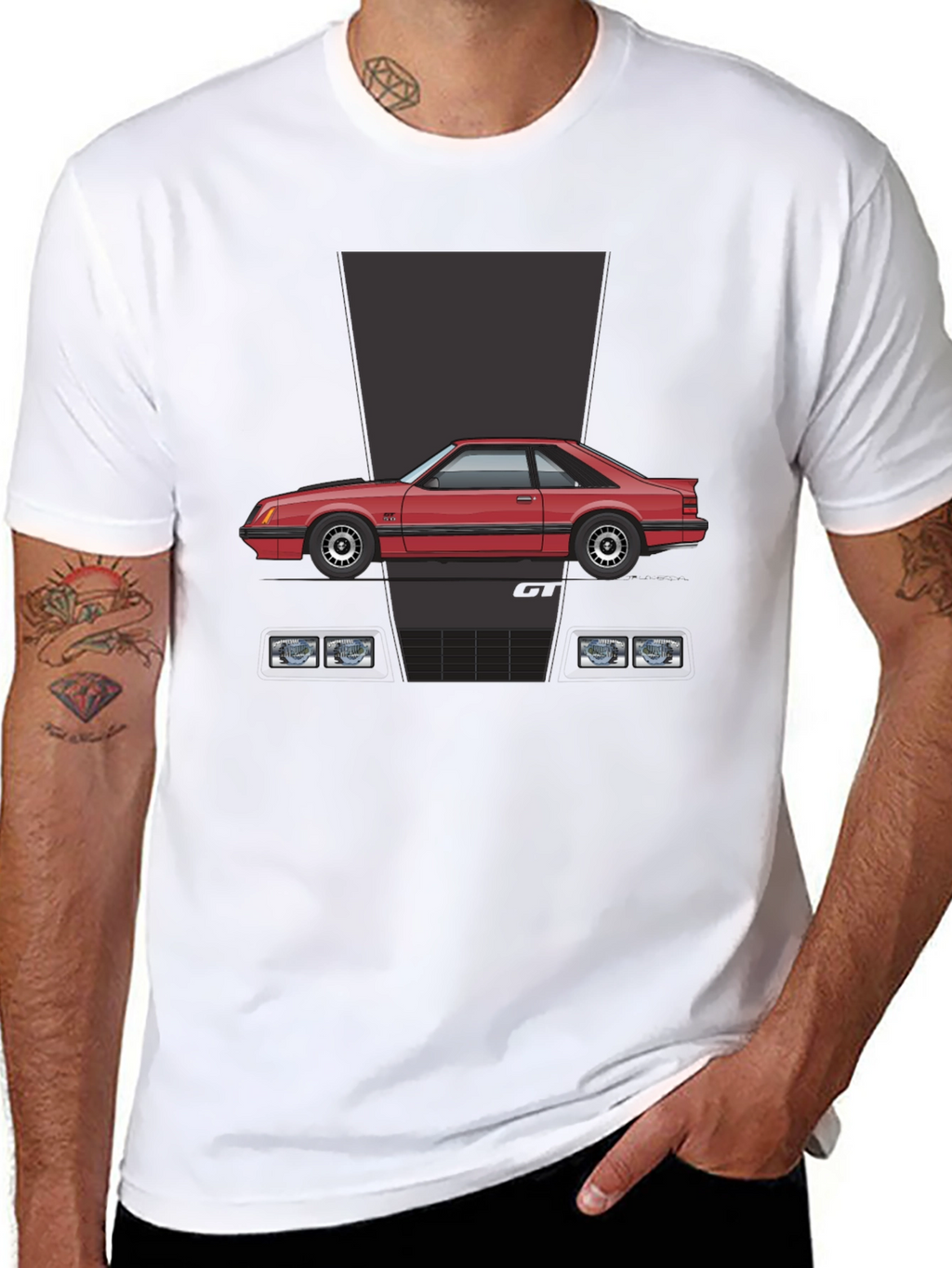 Retro Car Graphic T-Shirt - Black