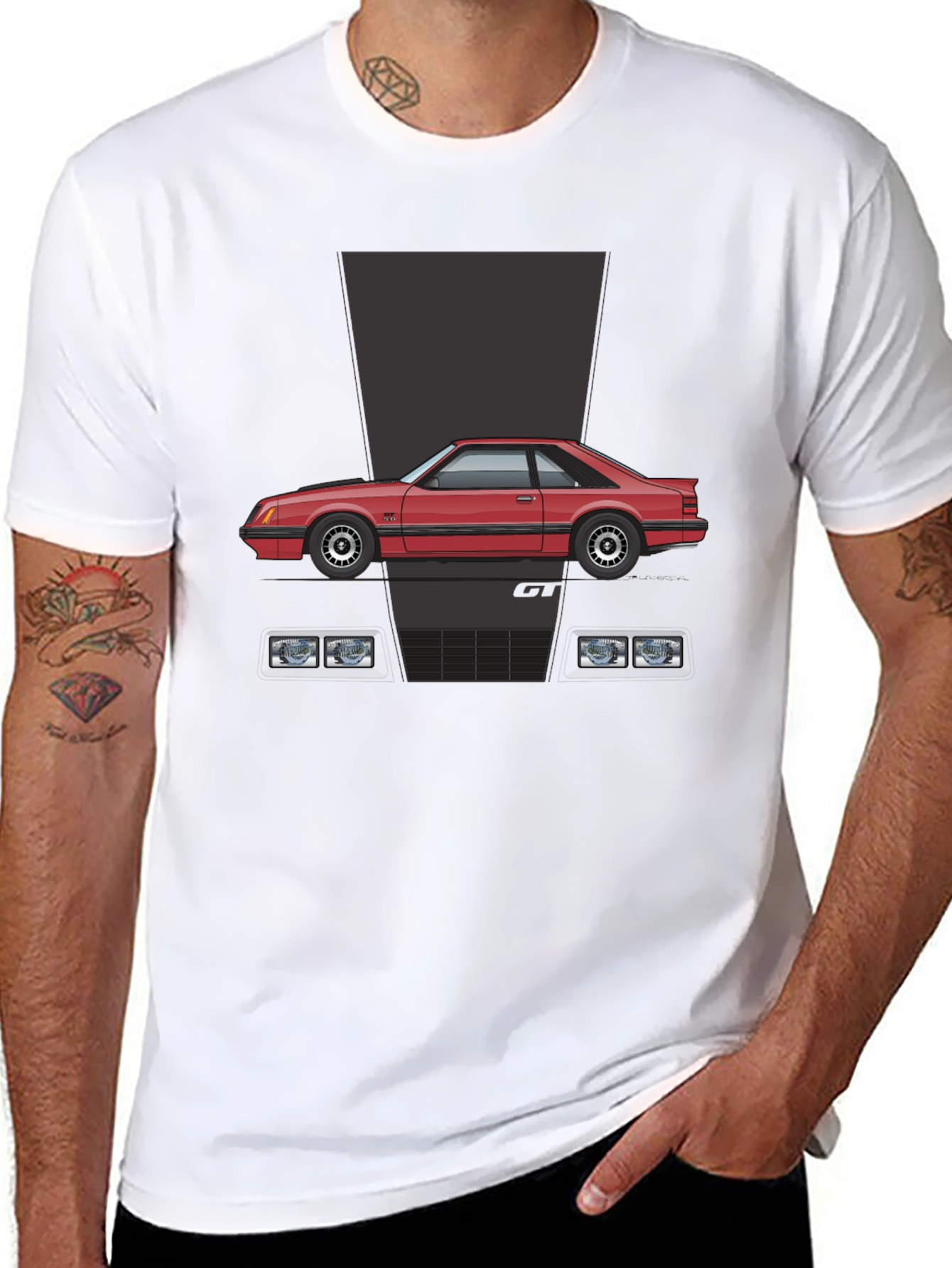 Retro Car Graphic T-Shirt - Black