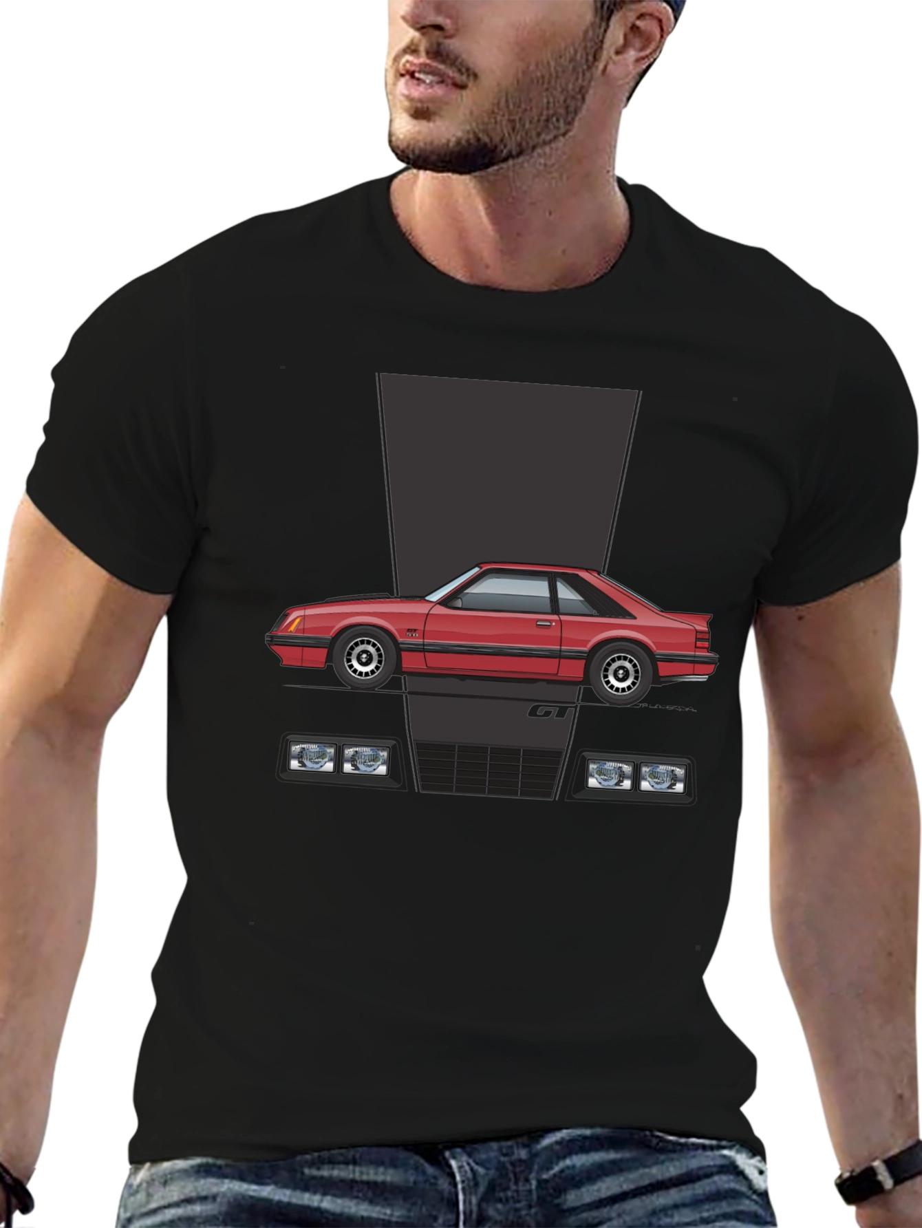 Retro Car Graphic T-Shirt - Black