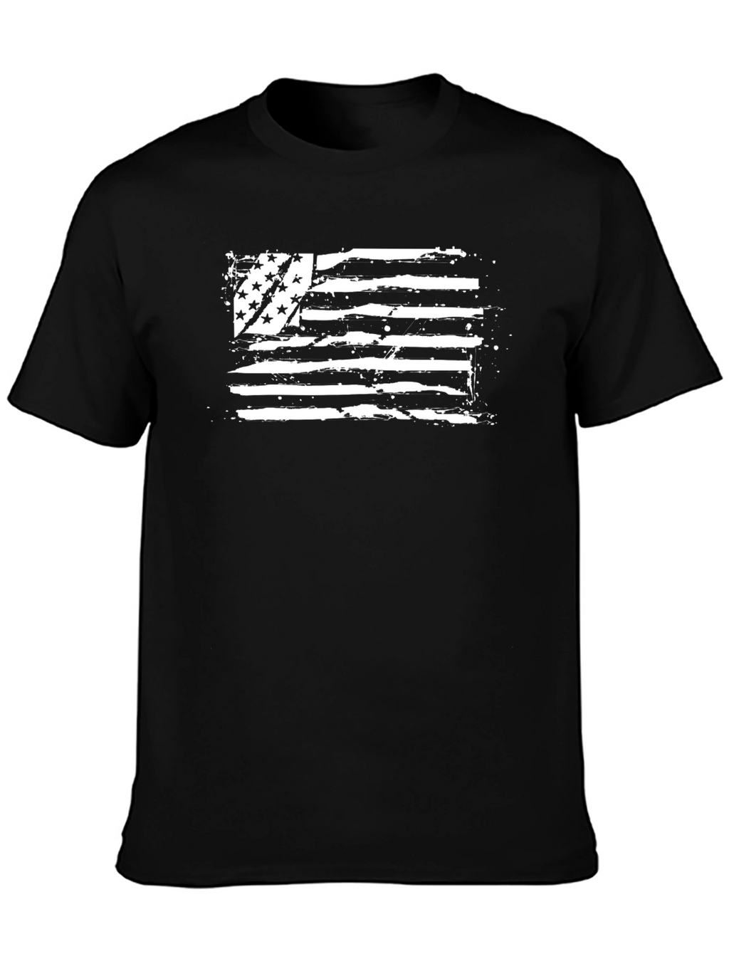 Distressed American Flag Graphic Tee - Black